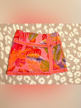 Tropical Print Mini Skirt in Pink